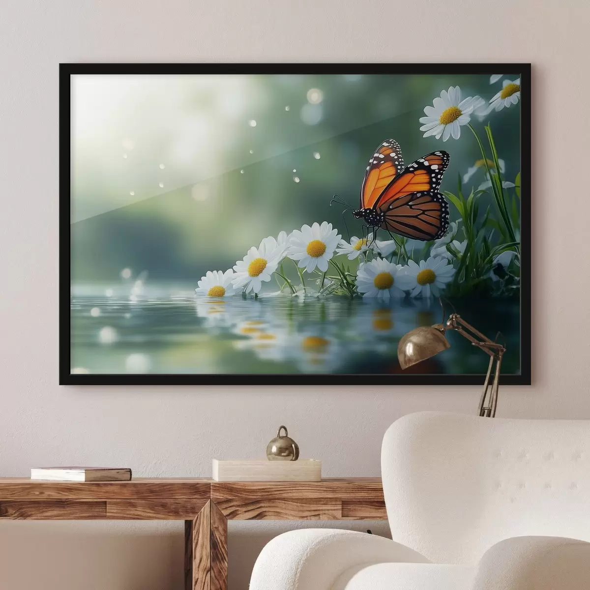 Plakāts tauriņš uz margrietiņām f42017