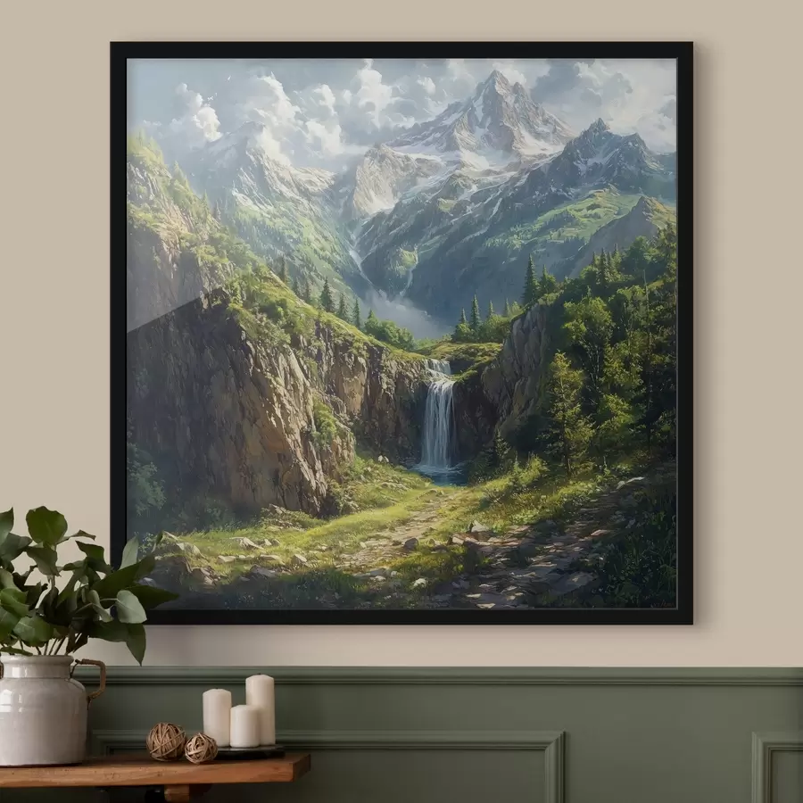 Fototapetes kalni un ūdenskritums f42020