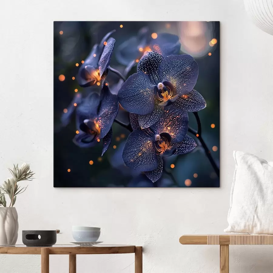 Glezna Maģiska tumši zila orhideja ar dzelteniem akcentiem s41979