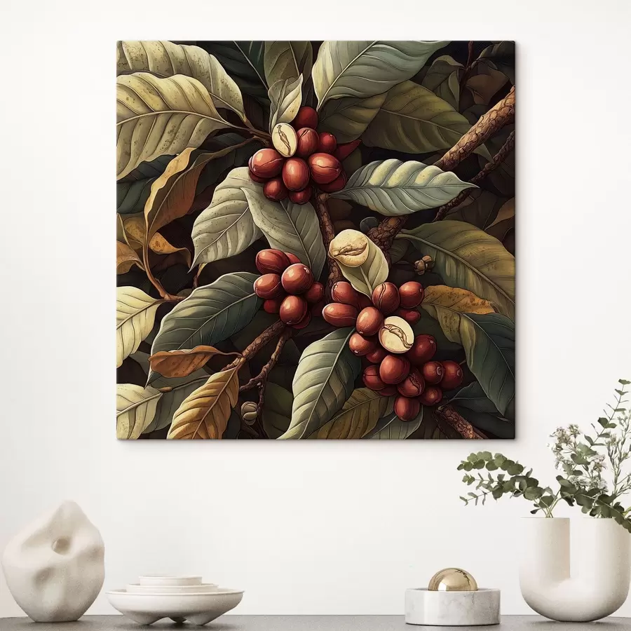 Glezna Kafijas koks ar augļiem un lapām s41980