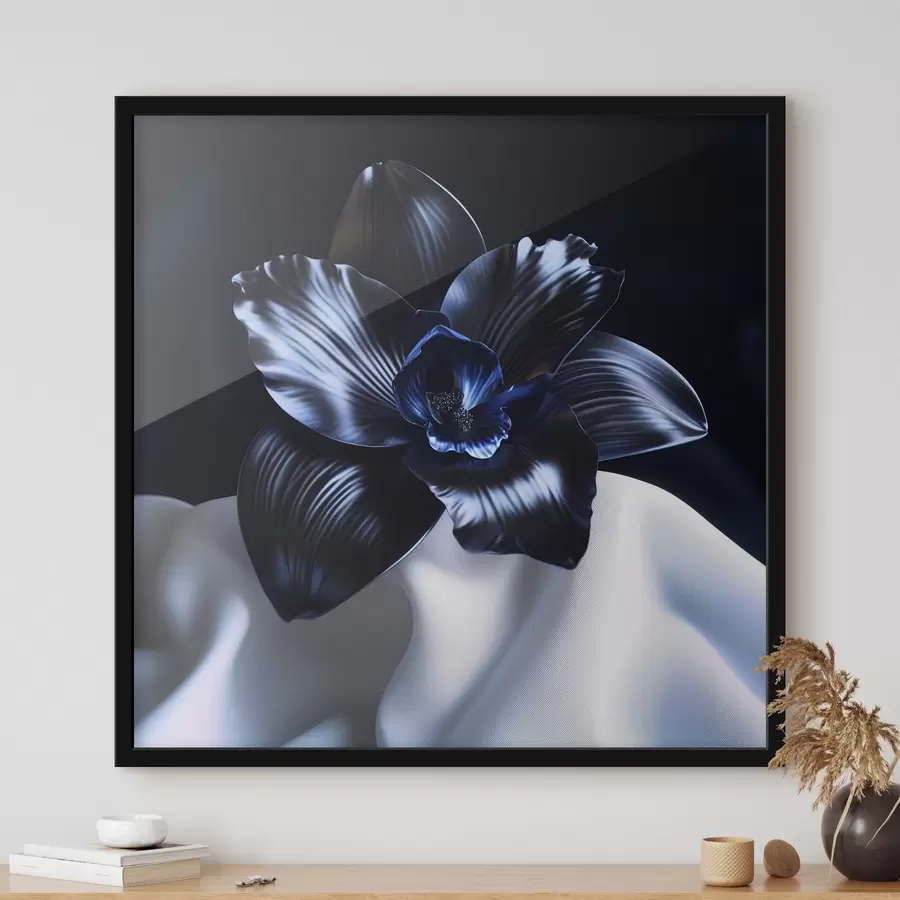 Fototapetes Melna orhideja uz zīda fona f41976