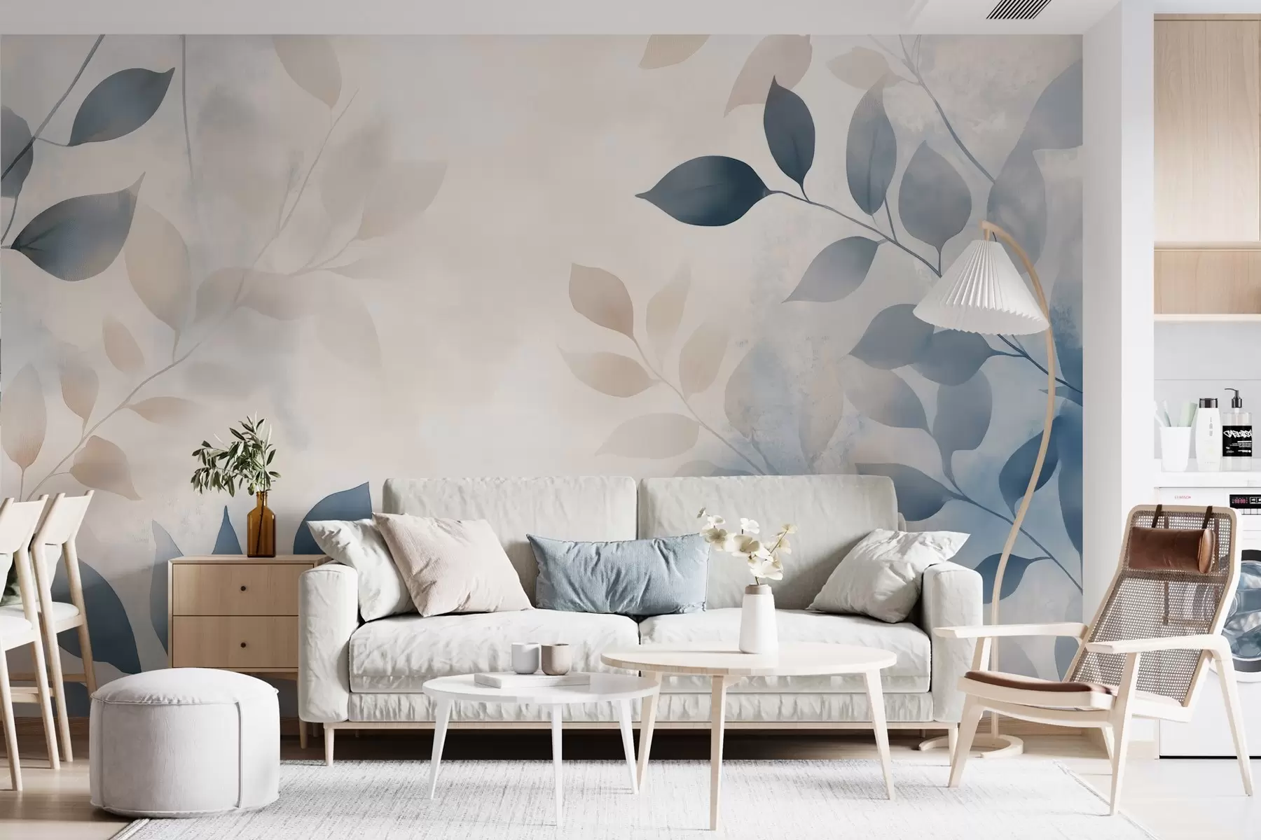 Fototapetes maigas lapas akvareļu tehnikā w02453