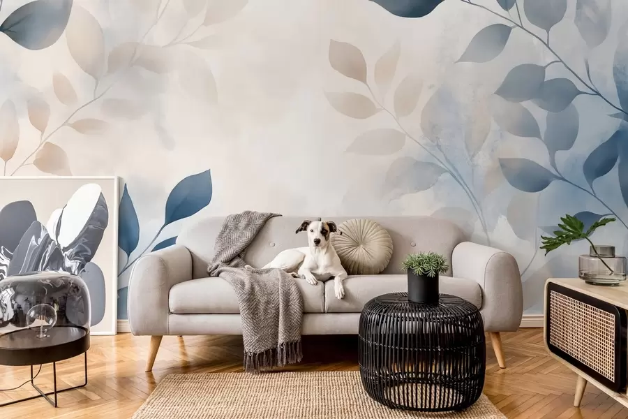 Fototapetes maigas lapas akvareļu tehnikā w02453