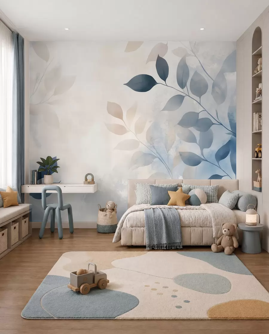 Fototapetes maigas lapas akvareļu tehnikā w02453