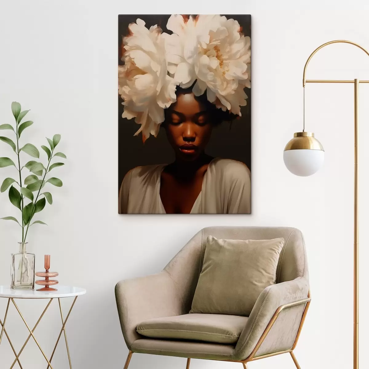 Glezna Meitene modelis un ziedi viņas matos s41799