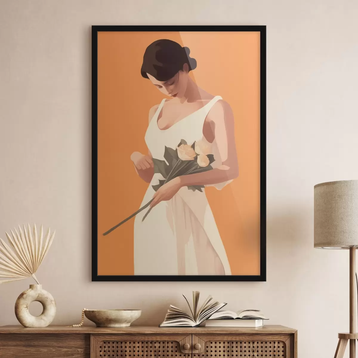 Plakāts Meitene un ziedi f41798