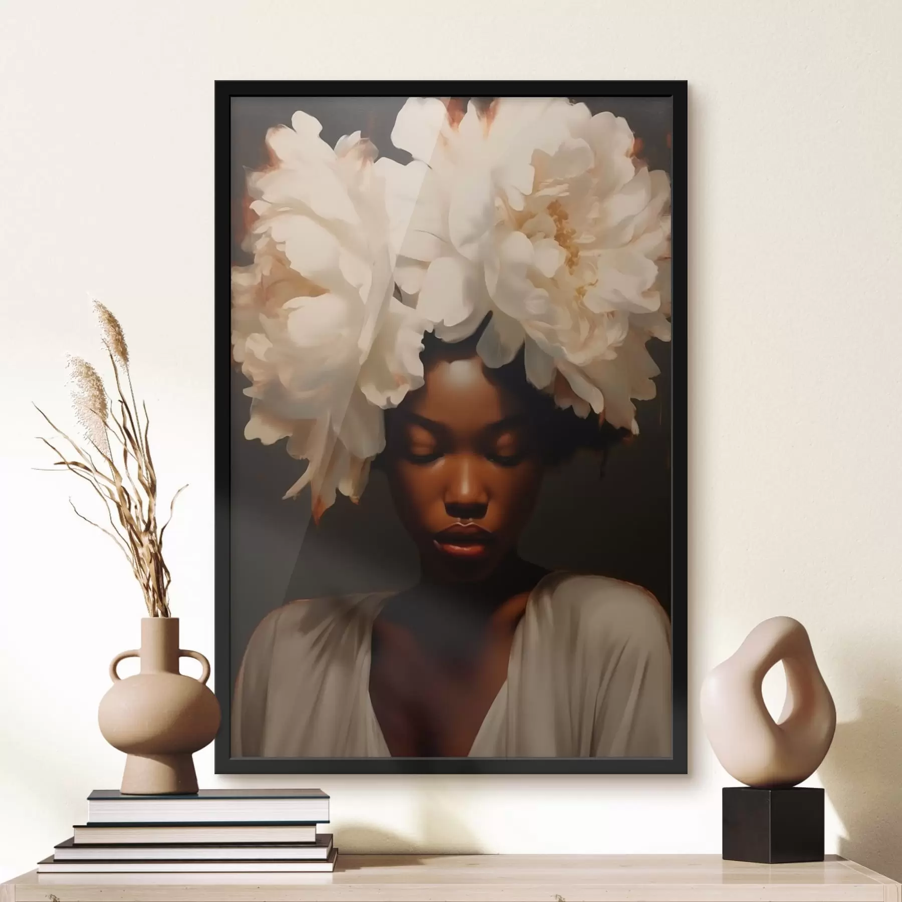 Glezna Meitene modelis un ziedi viņas matos f41799