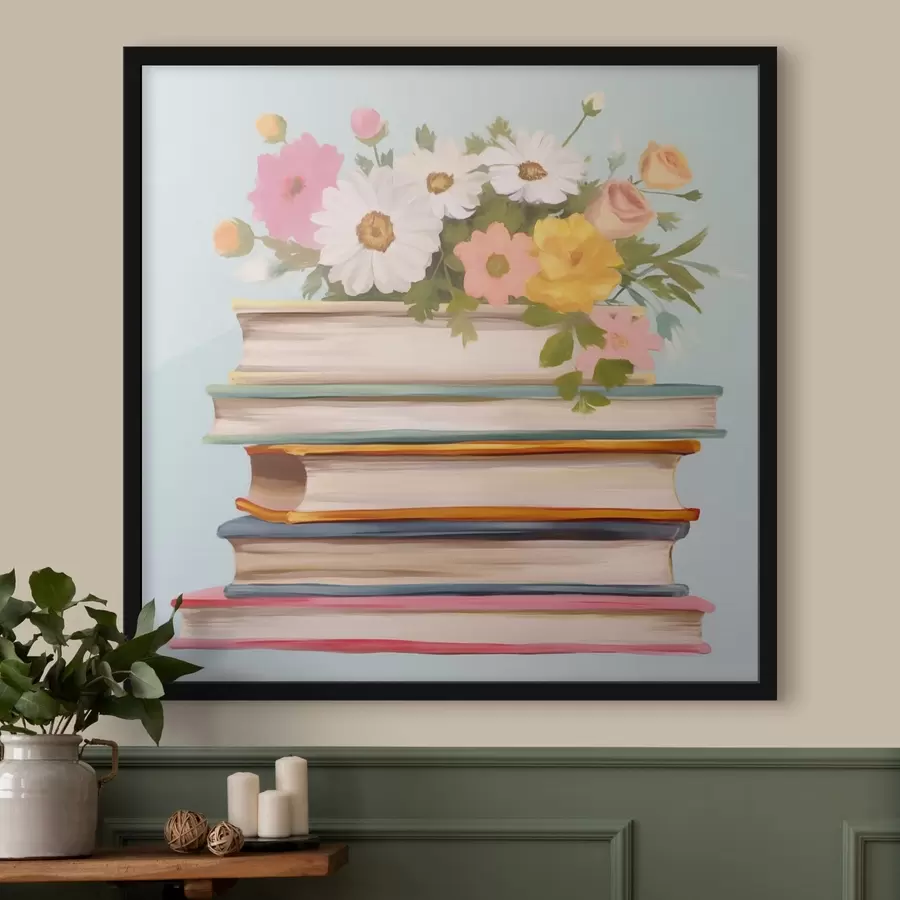 Fototapetes Grāmatas un ziedi f41803