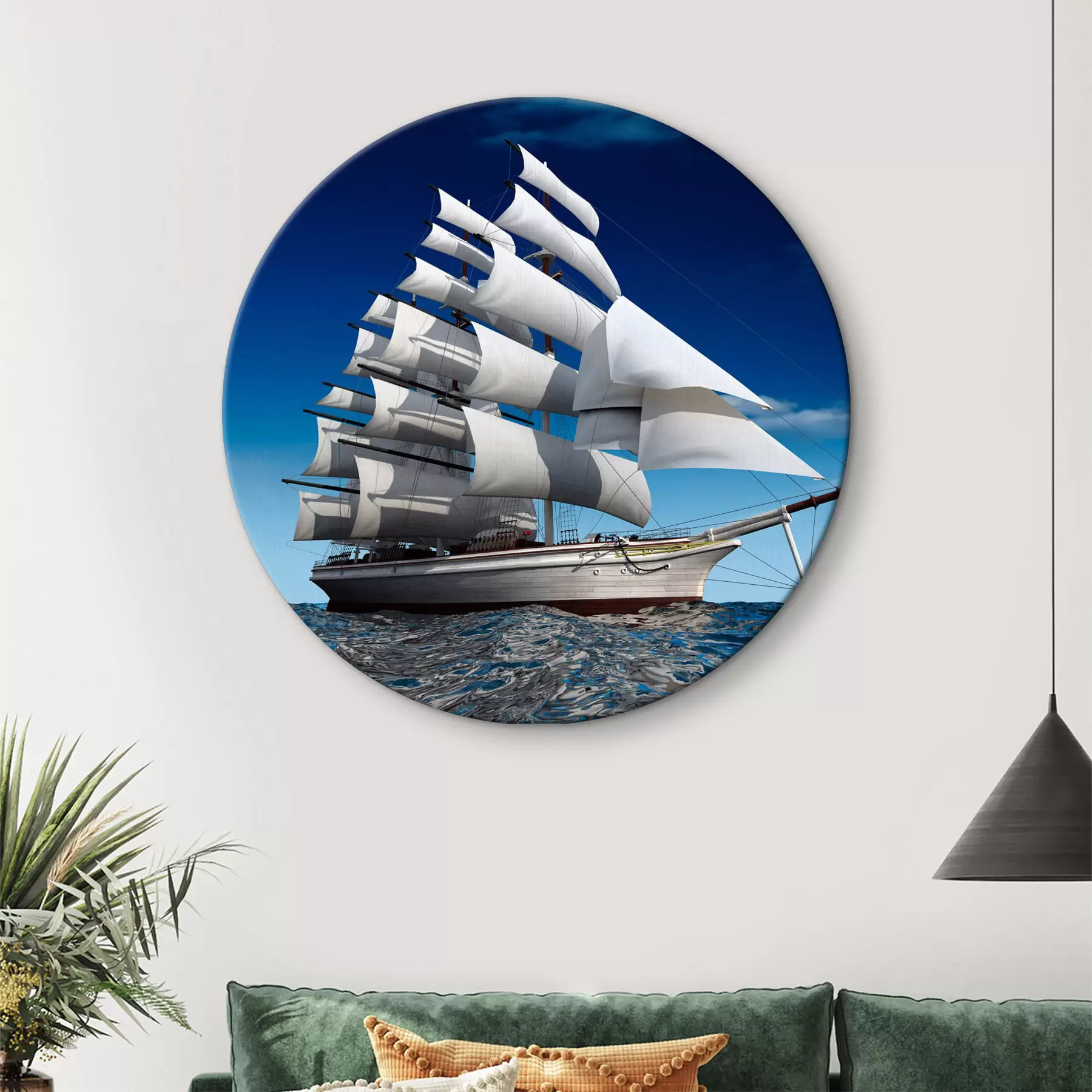 Glezna Ūdens, laiva un debesis r18347