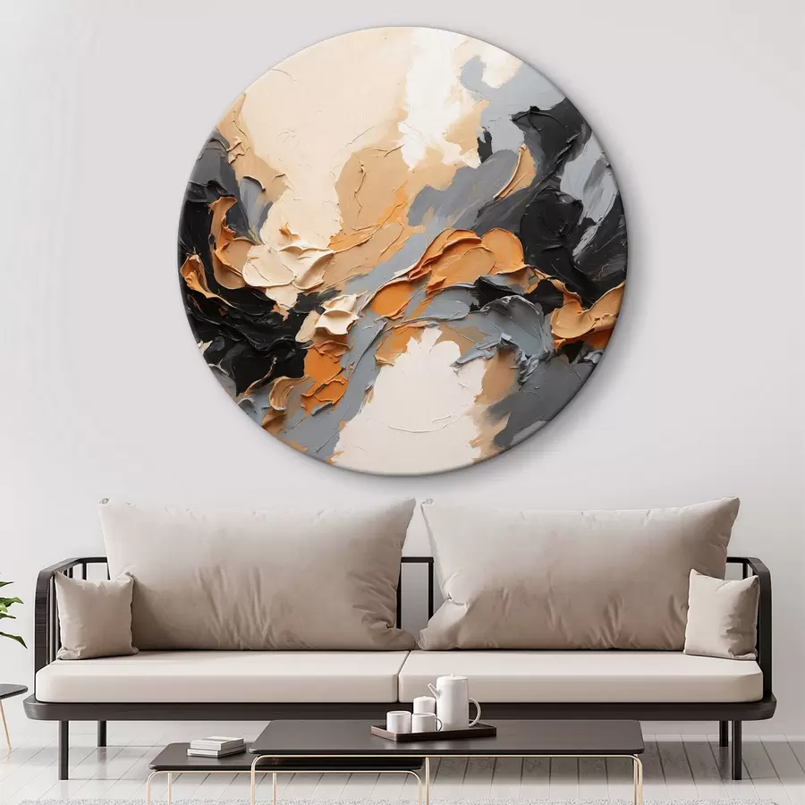 Glezna Abstraktā eļļas glezna ar melnām, zilām un bēšām krāsām r37328