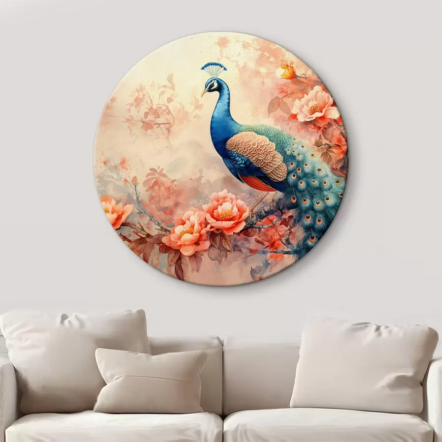 Glezna Pāvs ziedos r38454