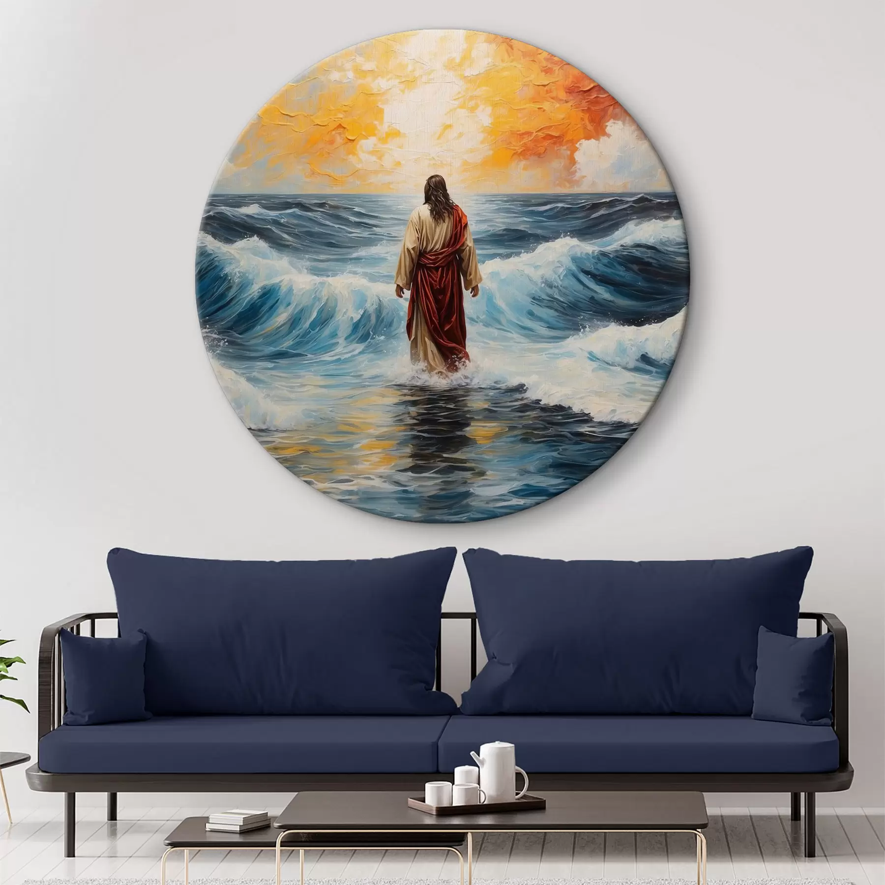 Glezna Jēzus Kristus staigā pa trakojošu jūru r38613