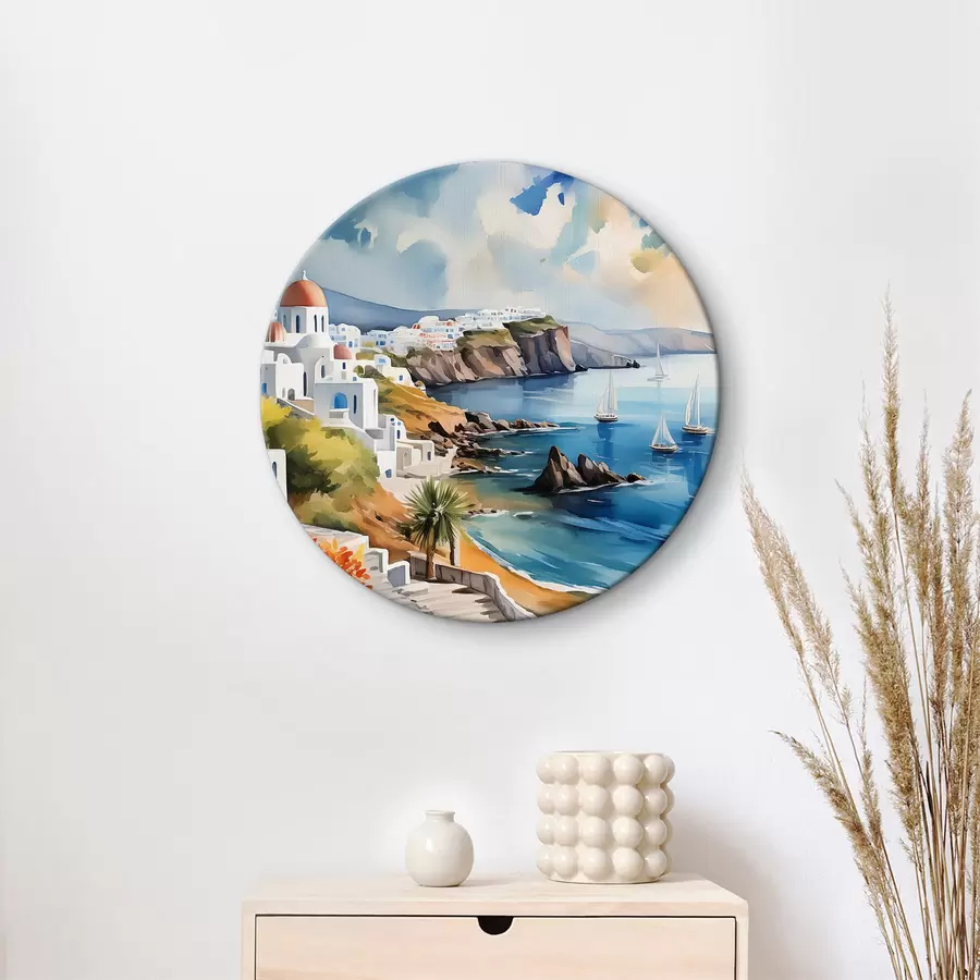 Glezna Skats uz Santorini pilsētu r39304