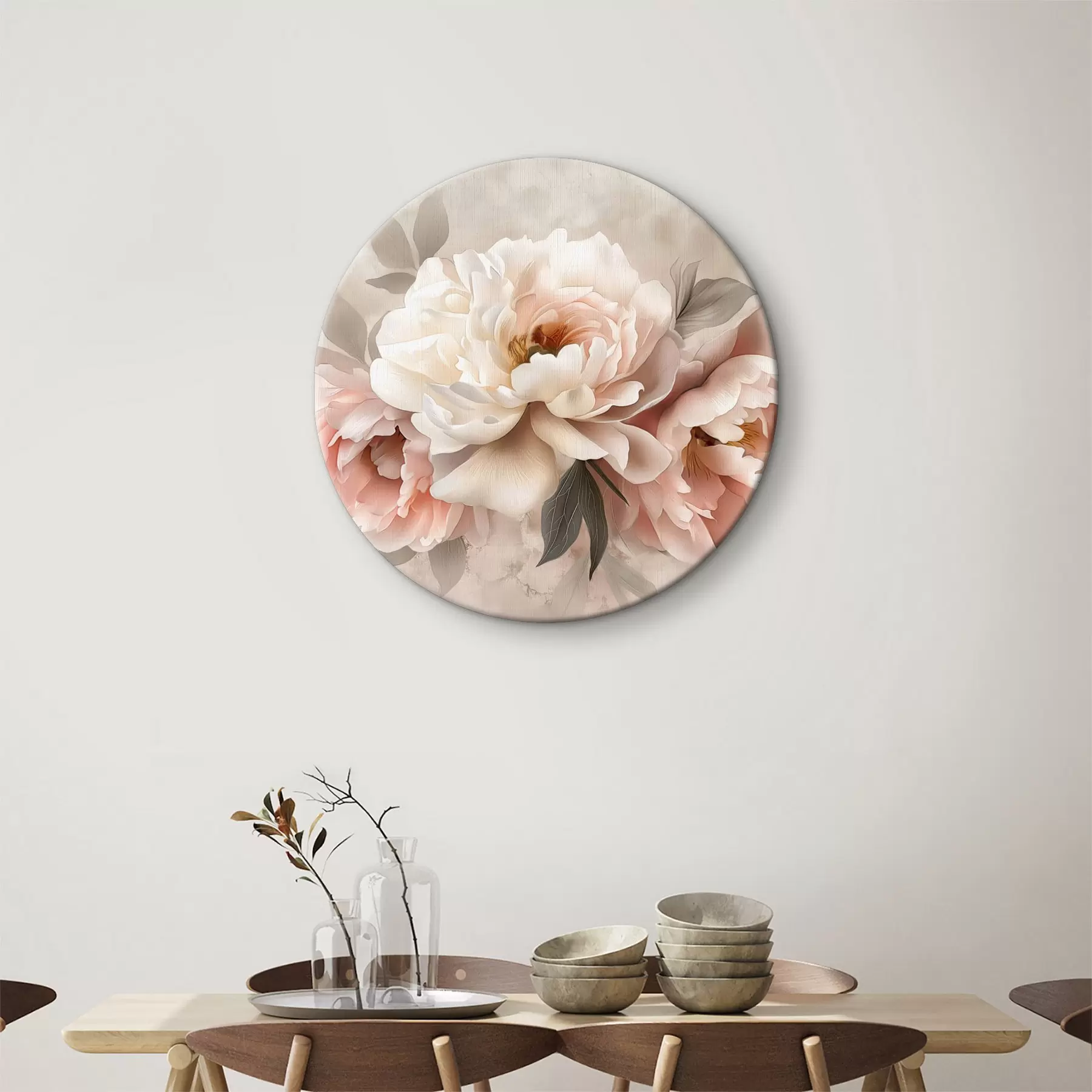 Glezna abstrakts peoniju pušķis rozā toņos r39324