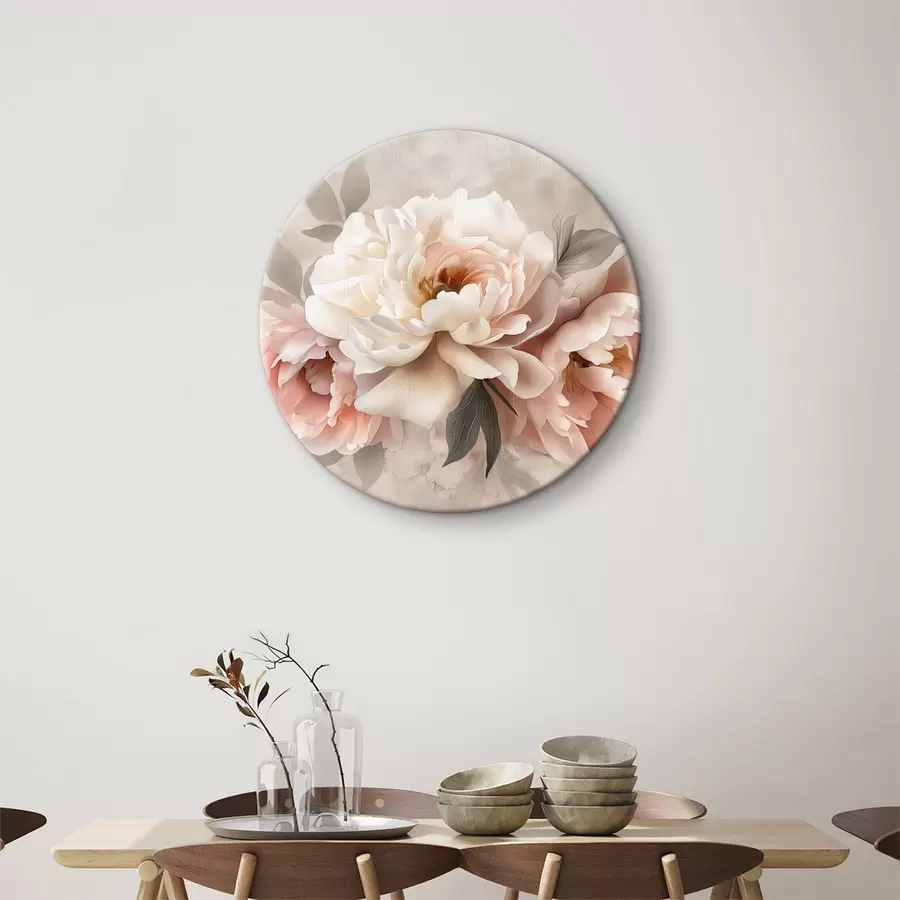 Glezna abstrakts peoniju pušķis rozā toņos r39324