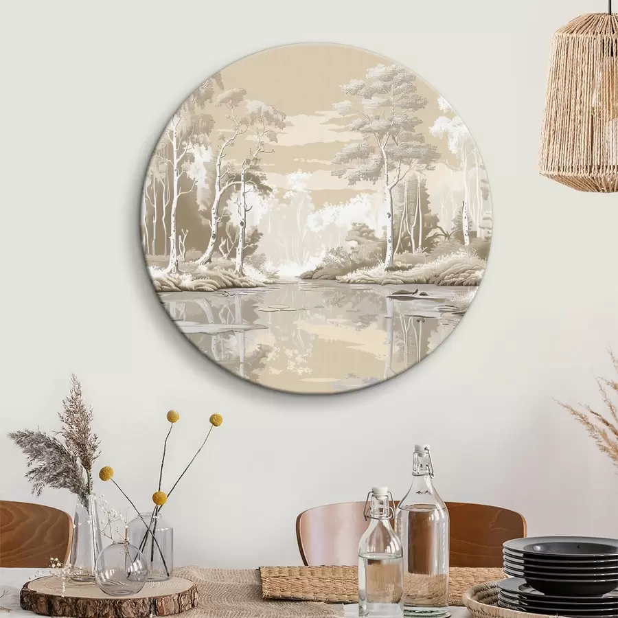 Fototapetes Skaista meža ainava, maigas pasteļkrāsas, bēša un balta r39978