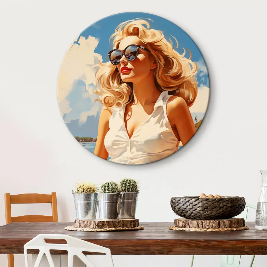 Glezna Blondīne uz jūras fona ilustrācija r40321