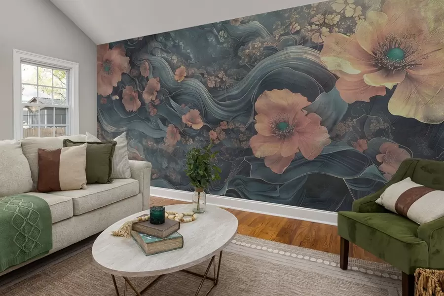 Fototapetes Lieli ziedi uz abstrakta fona w08480