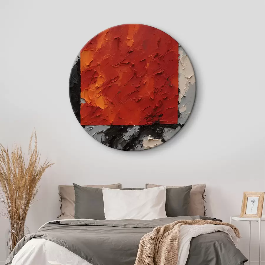 Glezna Abstraktā eļļas glezna ar sarkanu kvadrātu r37167