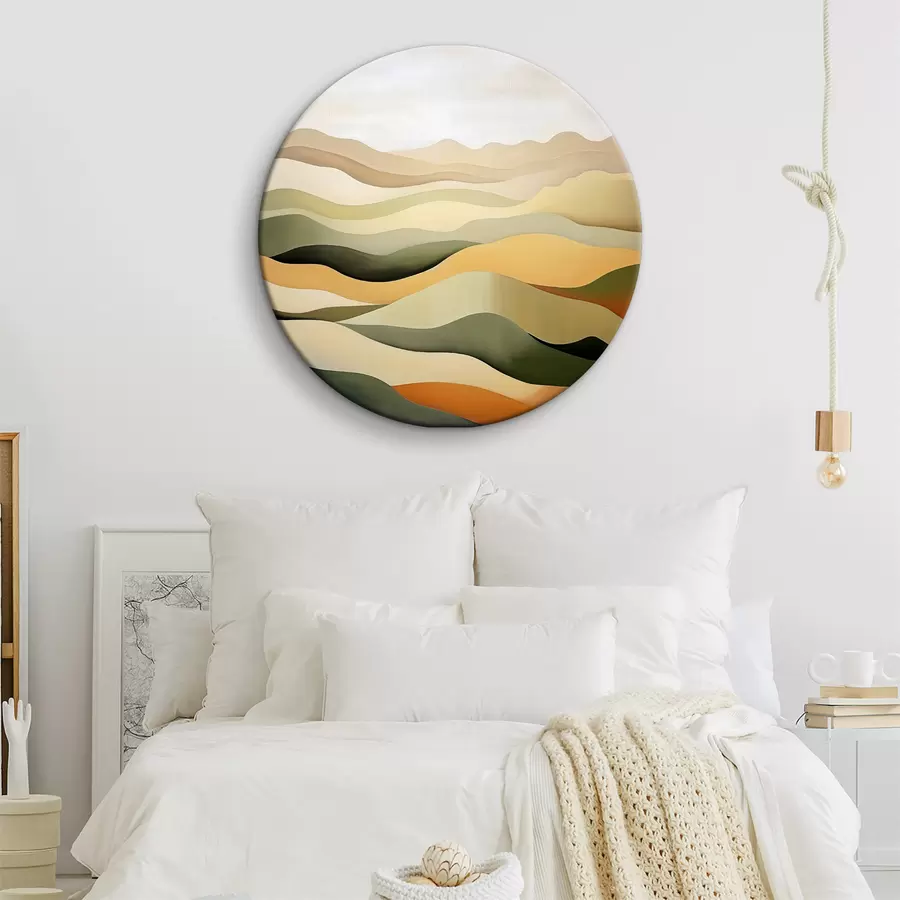 Glezna Pakalni, abstrakta ainava, guaša, zaļa, okera, sēpija, pelēka r38952