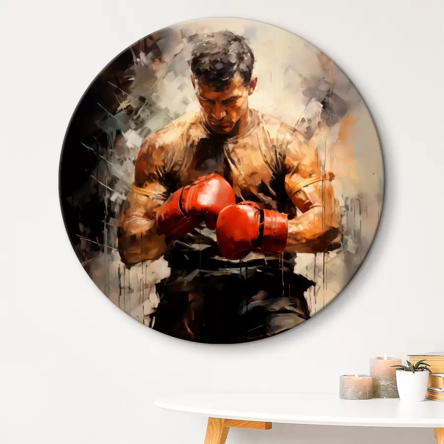 Glezna Bokseris sarkanos cimdos, eļļas glezna r39180