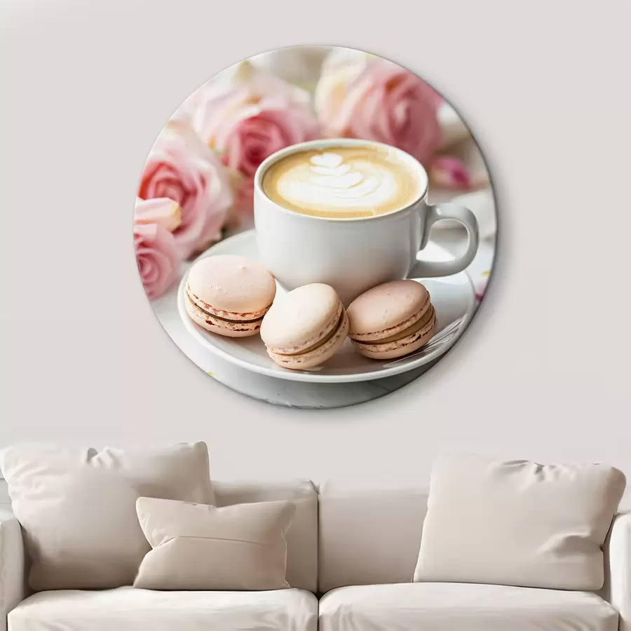 Glezna Kafijas tase uz smalka ziedu fona r39232