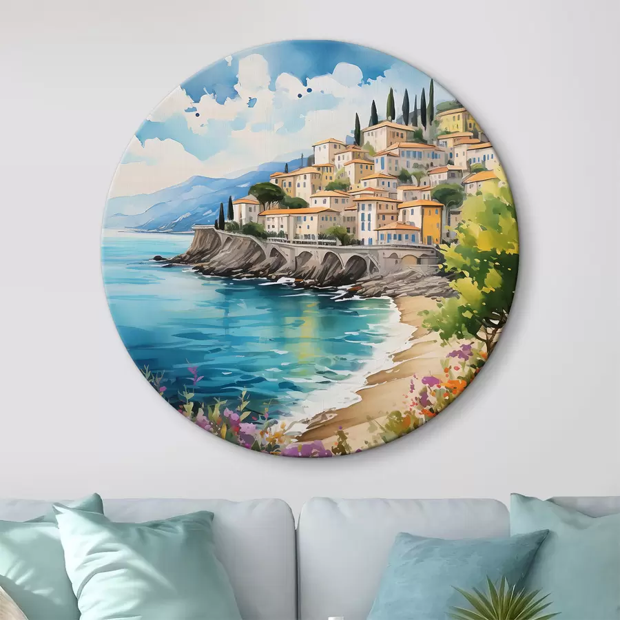 Glezna gleznainā jūrmalā Itālijas pilsētiņā r39298