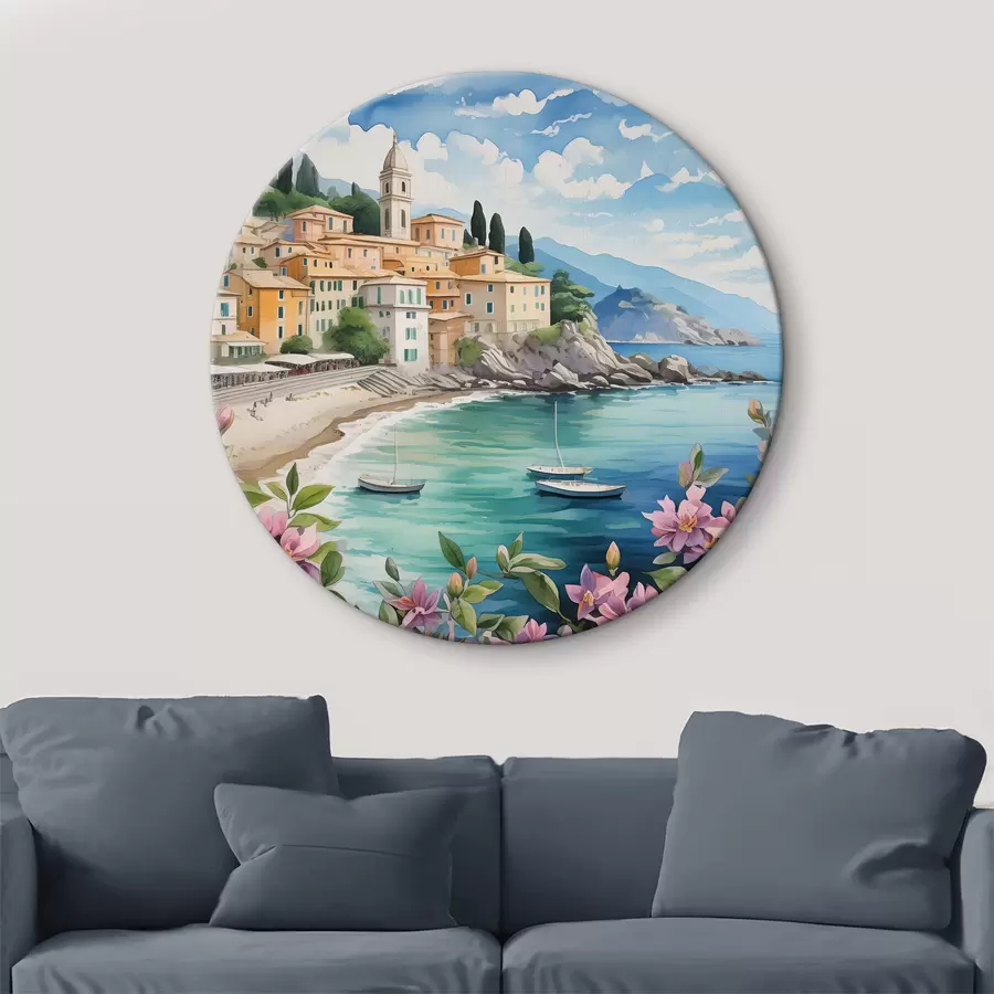 Glezna pilsēta pie jūras vasarā r39299