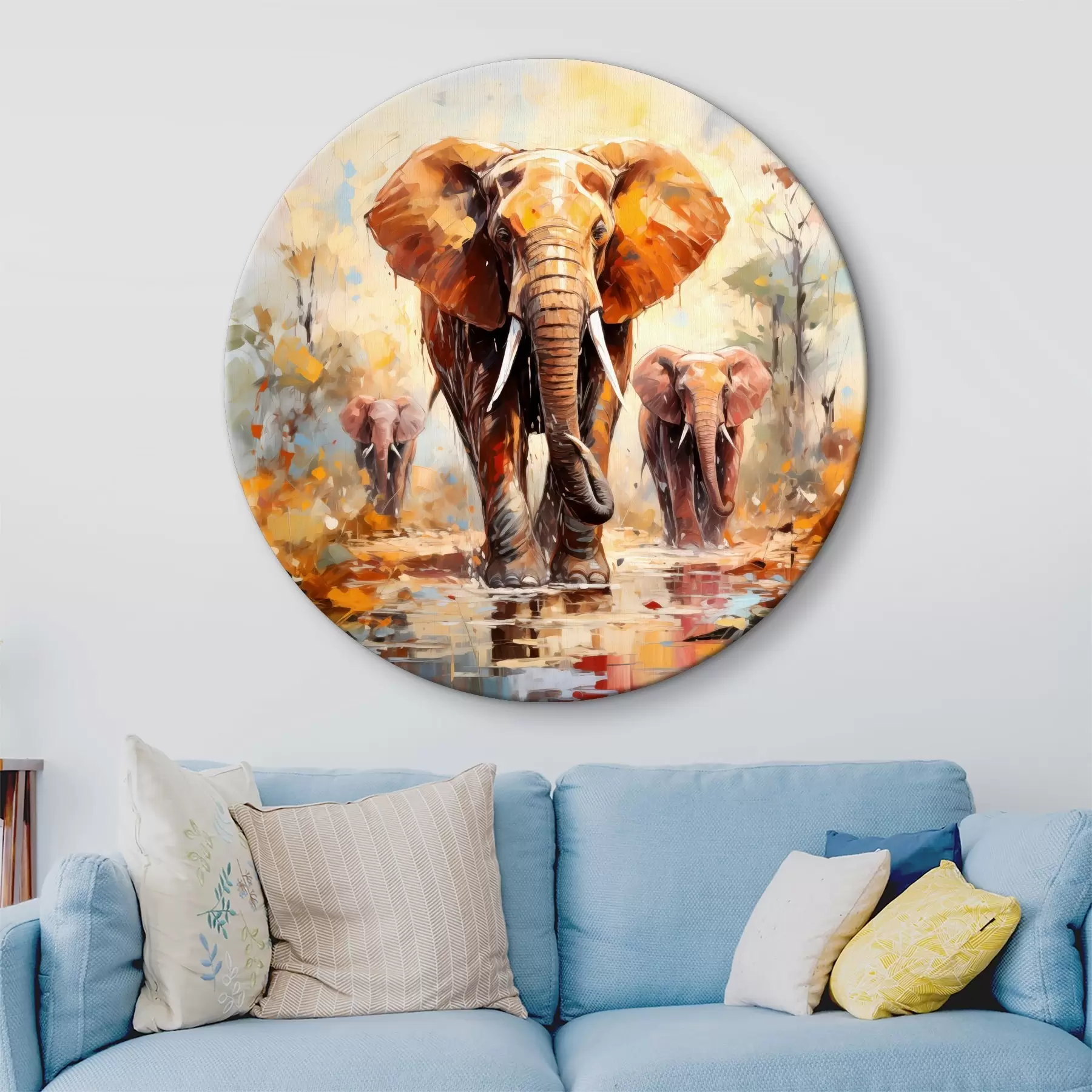 Glezna Ziloņu bars starp savannu, eļļas glezna, abstraktā māksla r39573