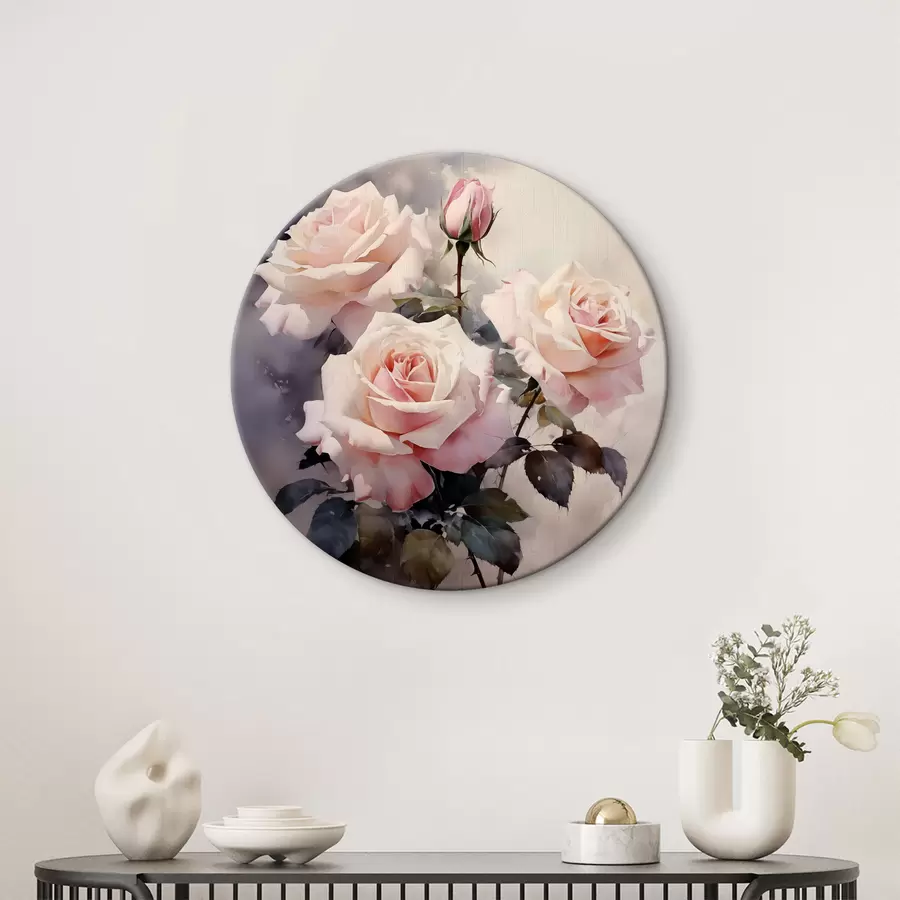 Glezna Baltas rozā rozes uz tumša fona akvarelis r39927