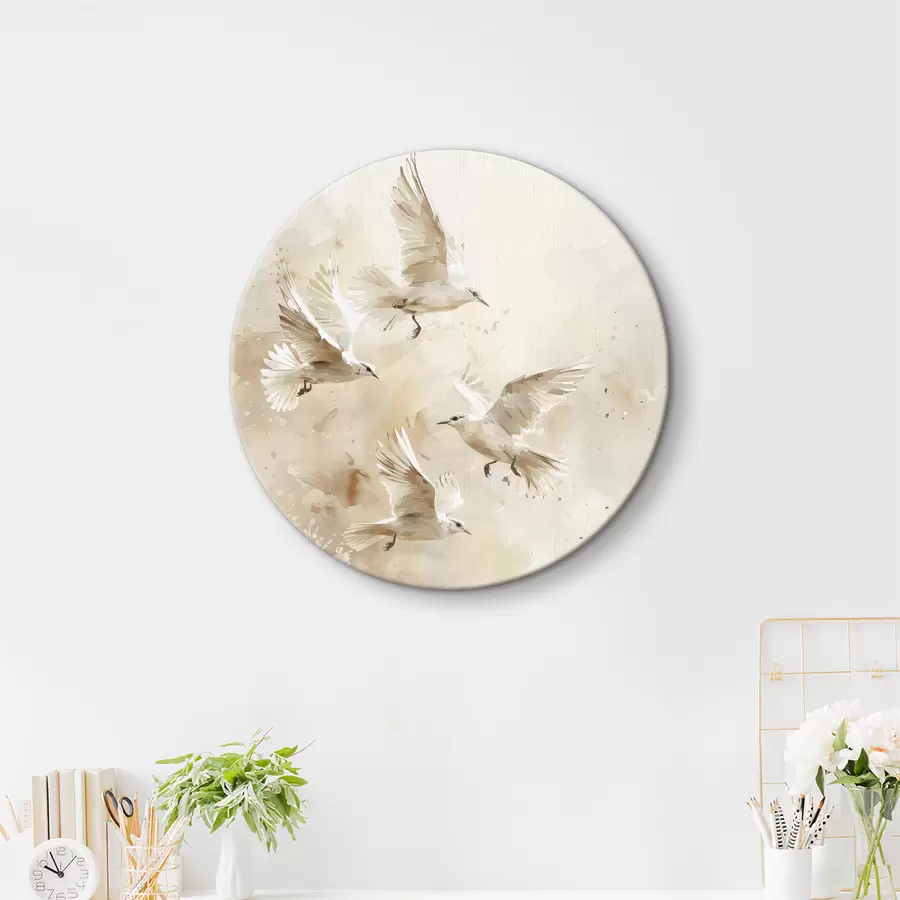 Glezna Akvareļu lidojošie putni, maigas pasteļkrāsas, abstrakcija r39973