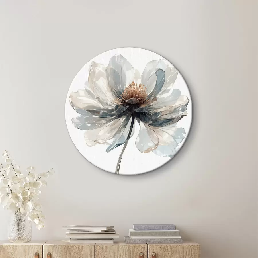 Glezna Caurspīdīgs zils zieds uz balta fona r40067