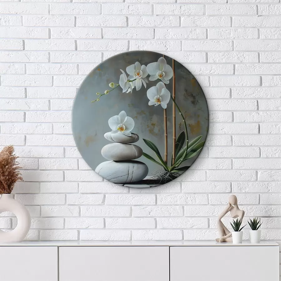 Glezna Orhideja uz pelēkas sienas r40368