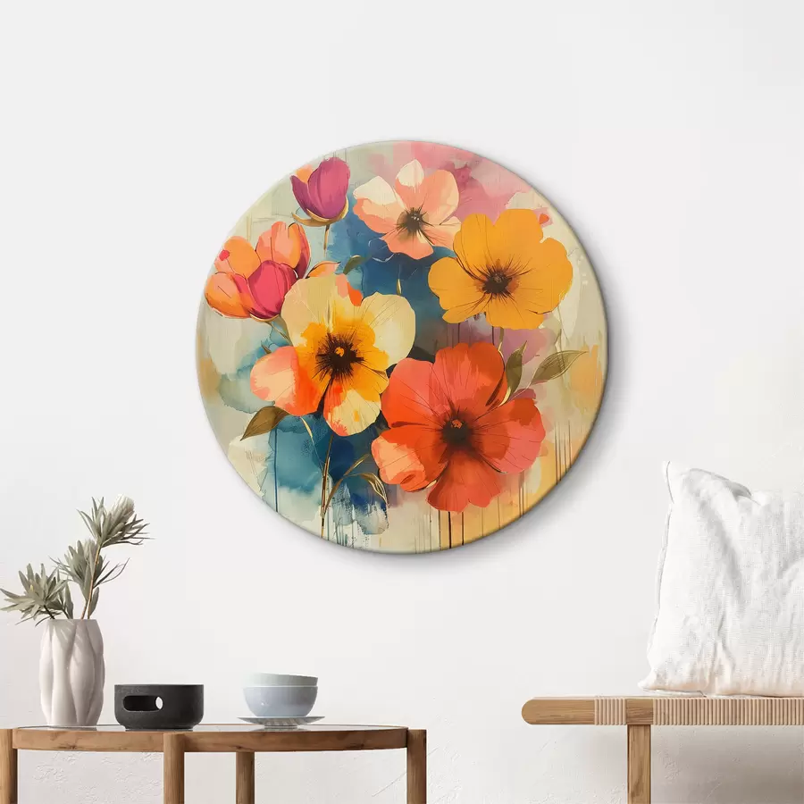 Glezna Akvareļu ziedi uz abstrakta fona r40371