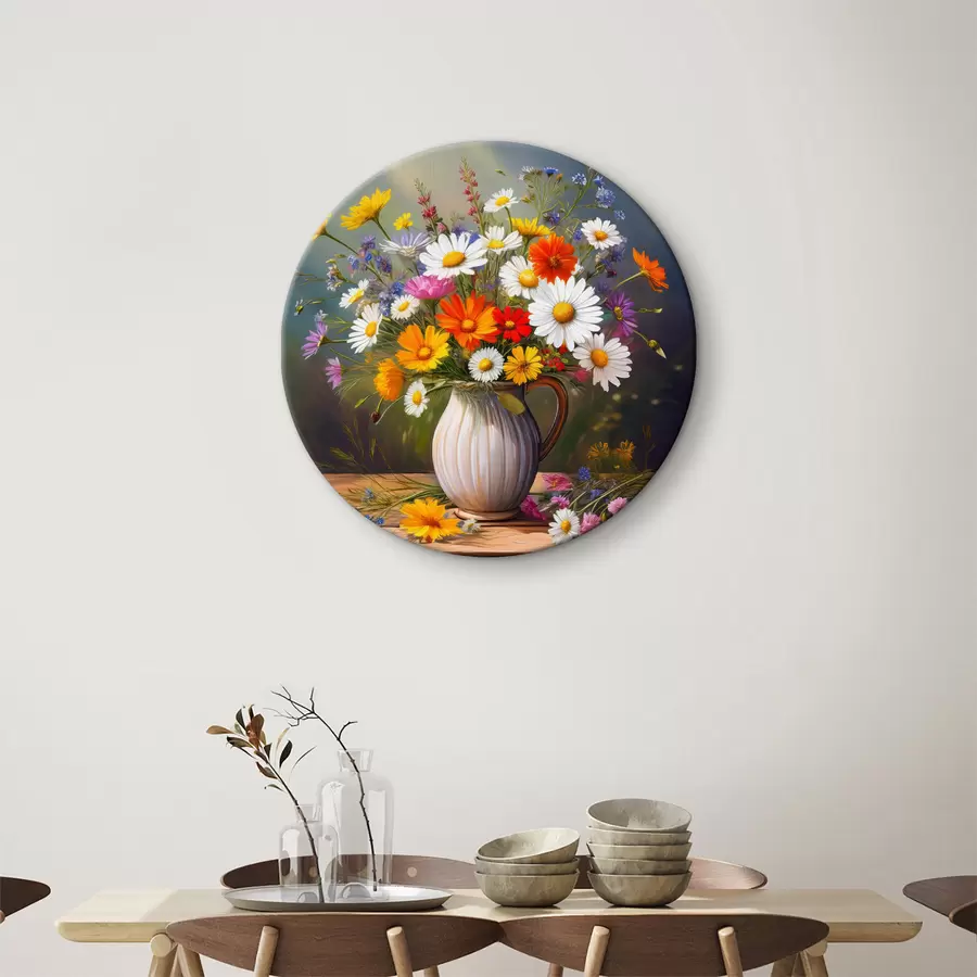 Glezna košs pušķis, savvaļas ziedi, ziedi vāzē r40419