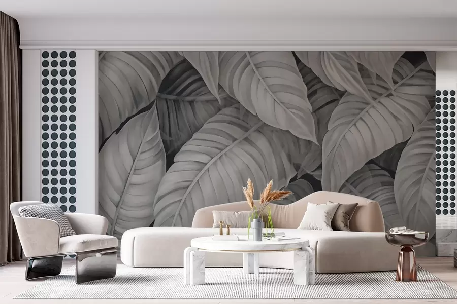 Fototapetes Tropu lapu melnbaltais attēls w02463