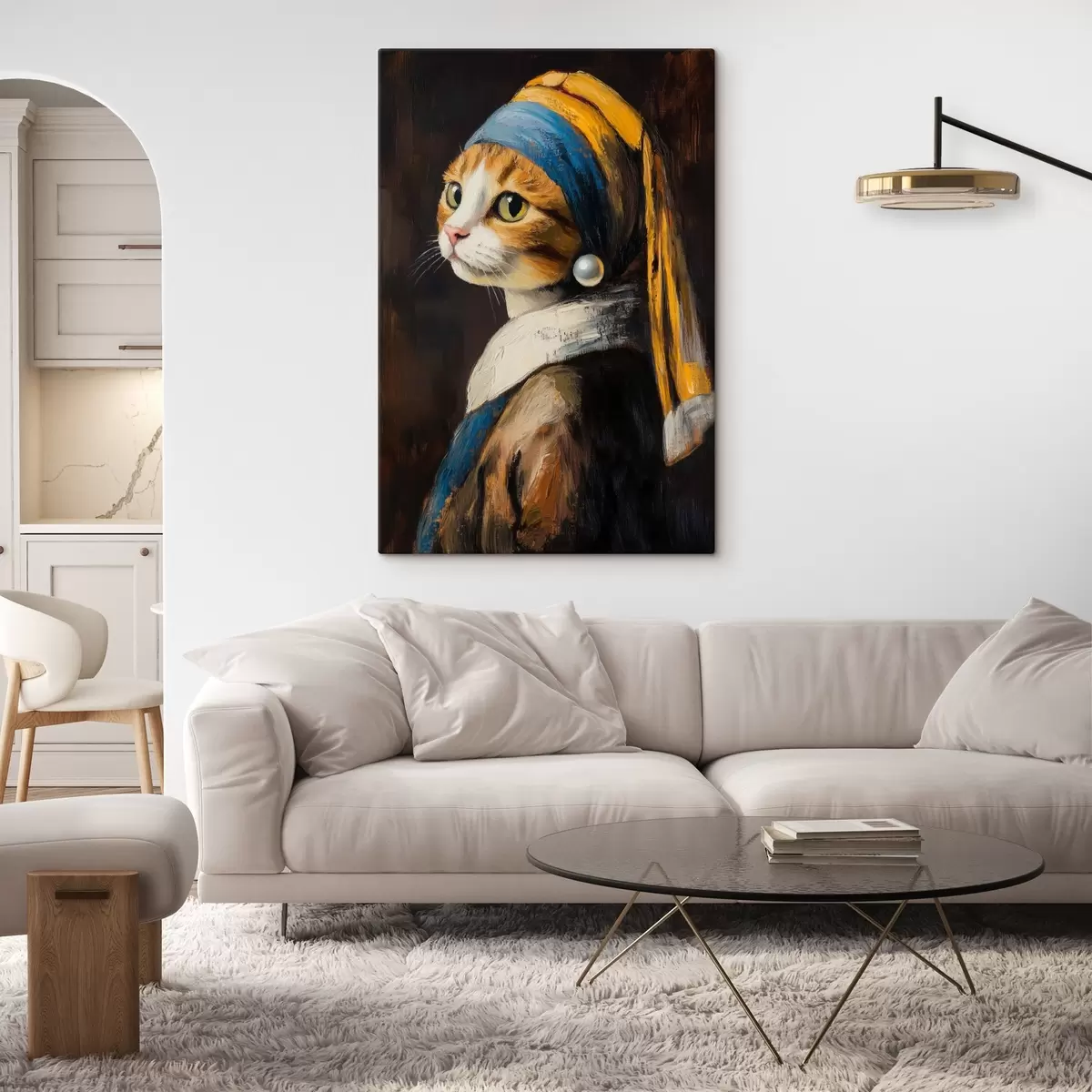 Glezna Kaķis ar pērļu auskaru s42107