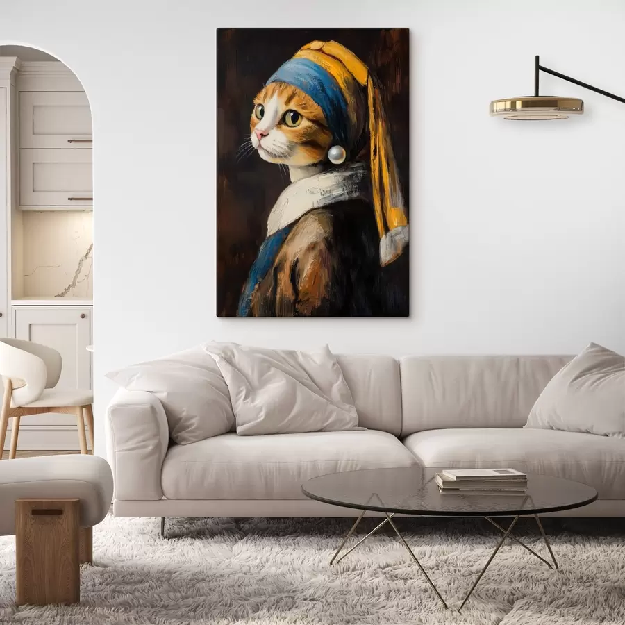 Glezna Kaķis ar pērļu auskaru s42107