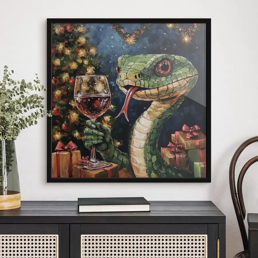 Fototapetes Čūska ar vīna glāzi svin jauno gadu f42106