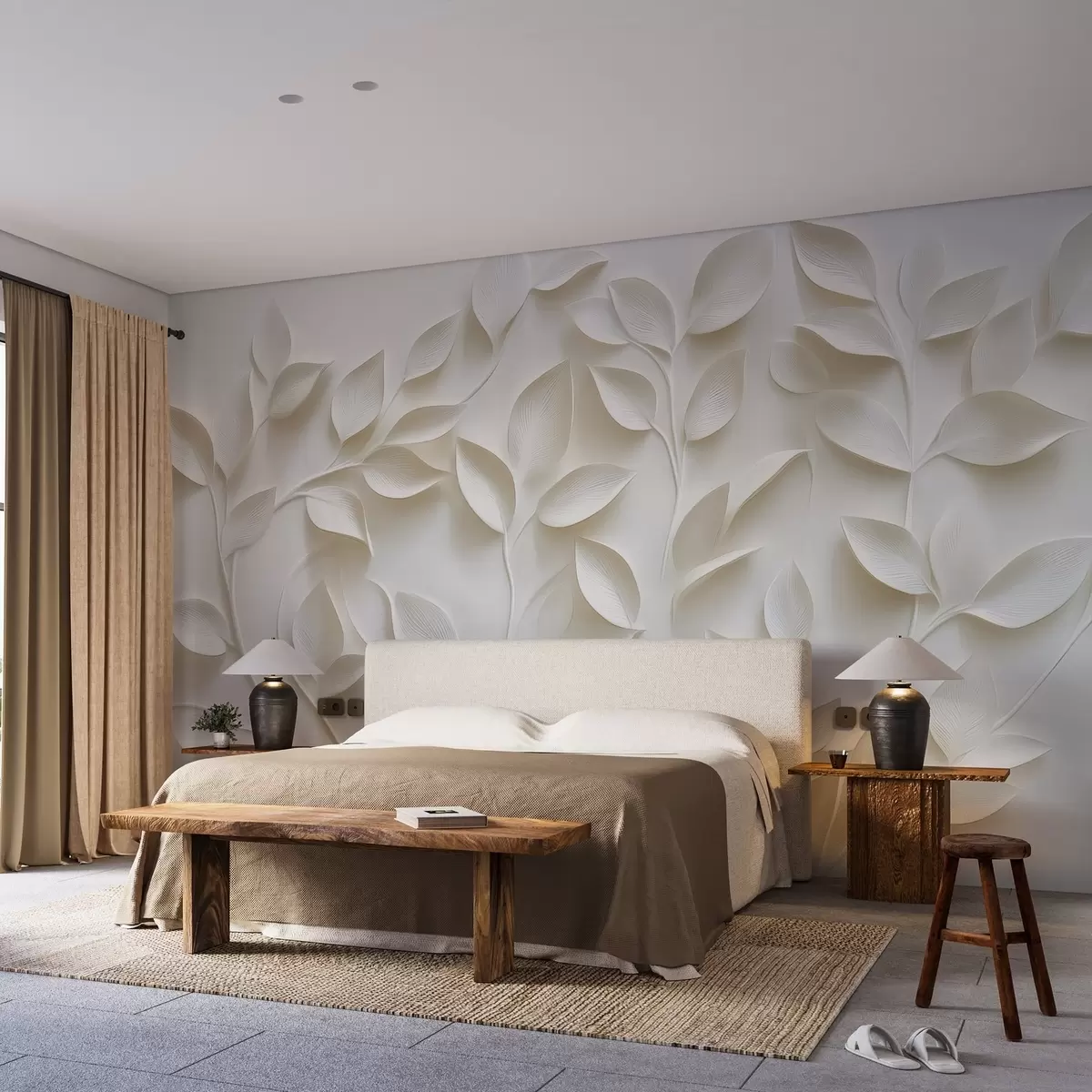 Fototapetes Apjomīgi zari ar lapām w02504