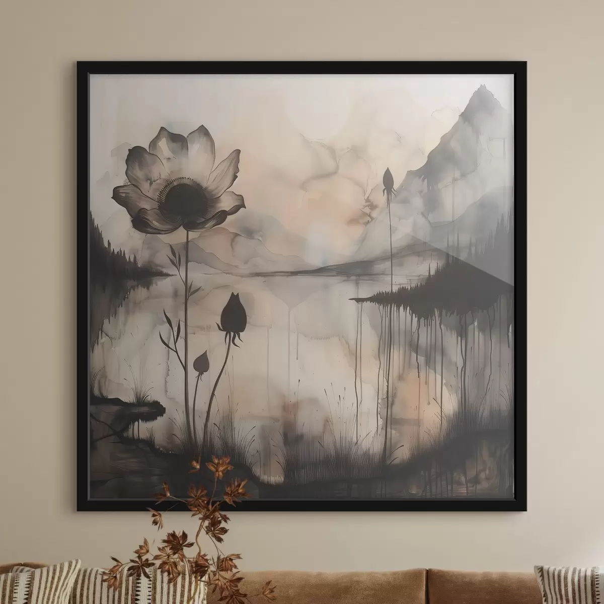 Plakāts Ziedu un ezera attēls f38161