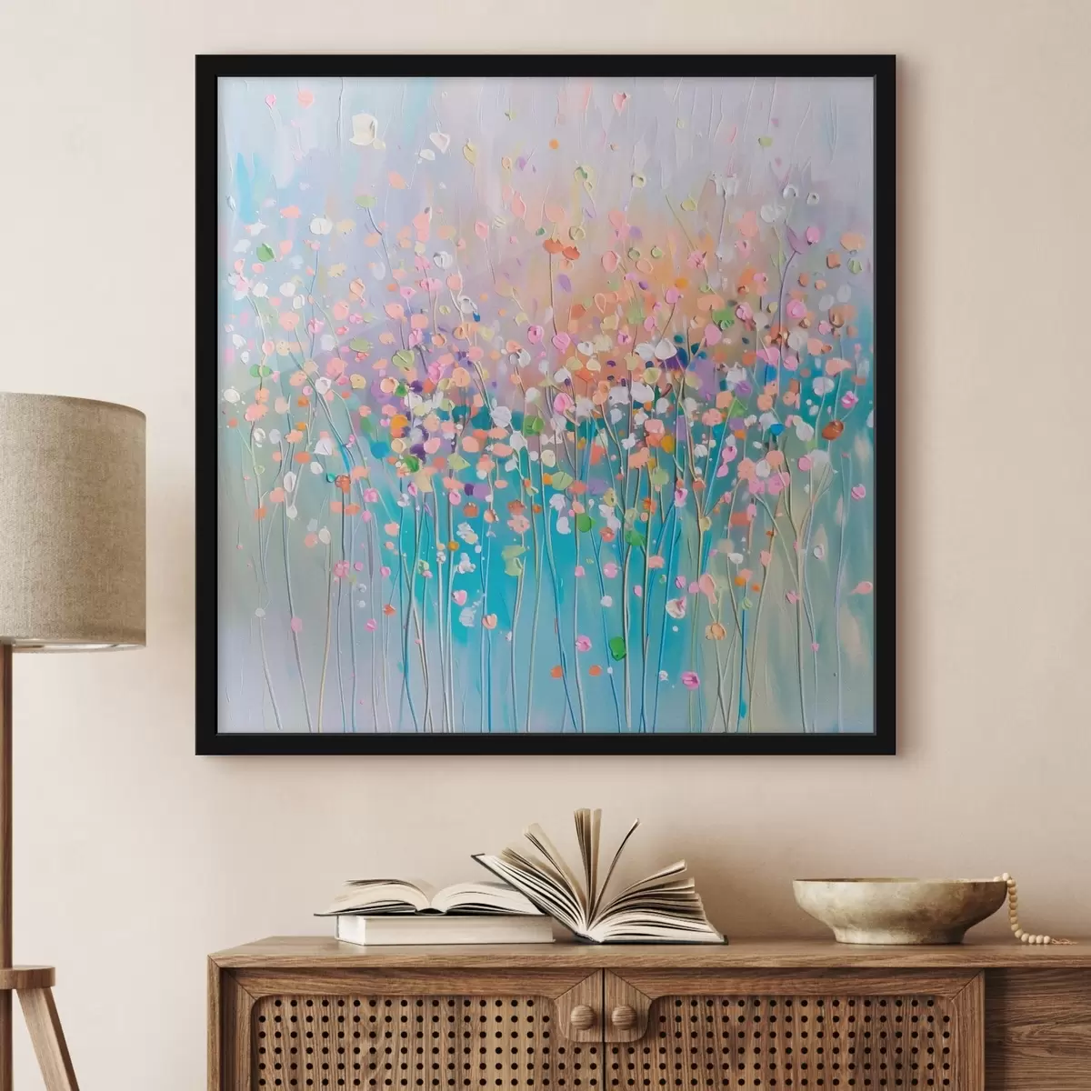 Plakāts Krāsaina sausu ziedu apdrukāta tekstūra f38426