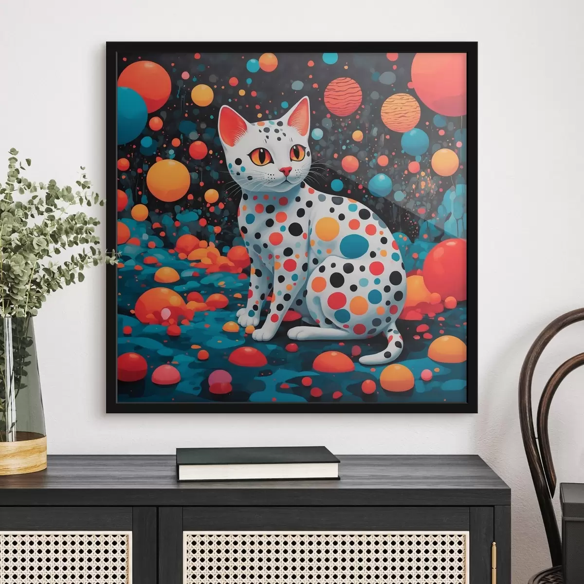 Plakāts Kaprīzs kaķis krāsainā pasaulē f38679