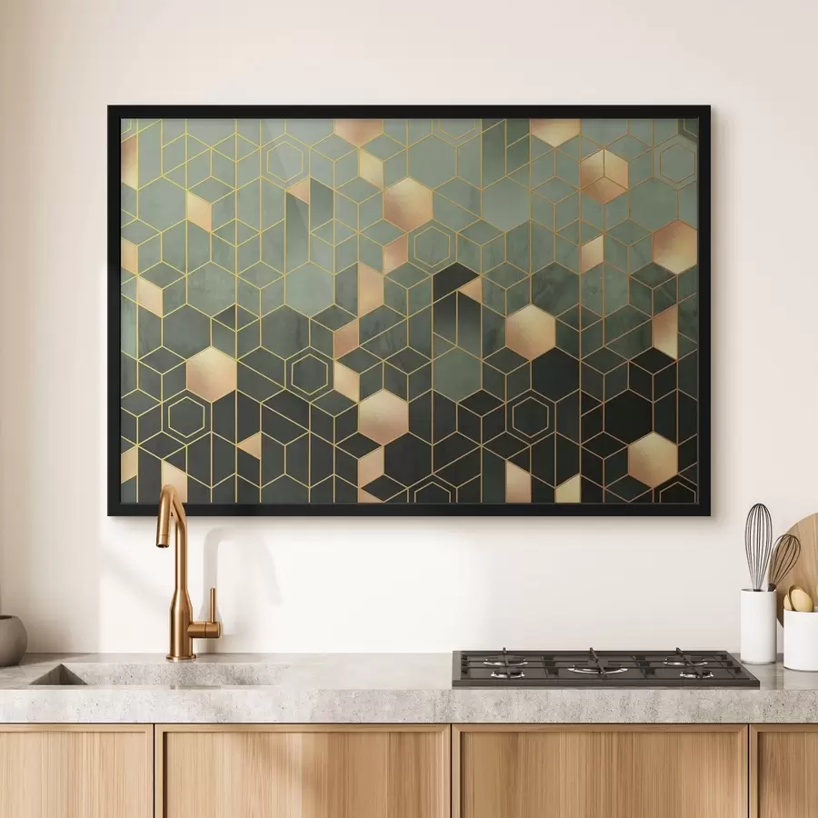 Fototapetes Smaragda un dzintara ģeometriskā elegance f36602v2