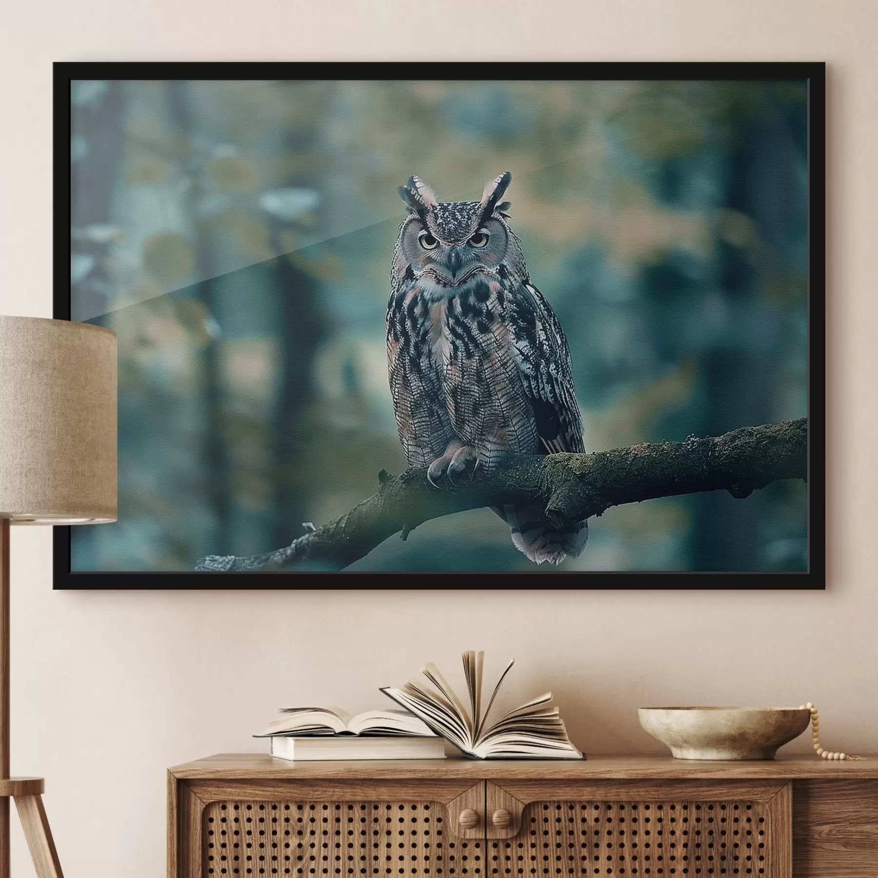 Fototapetes Pūce sēž uz zara f38249