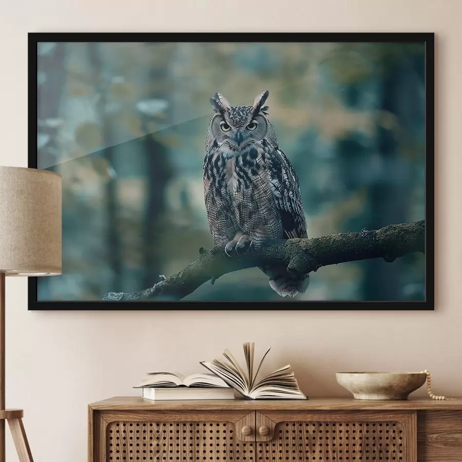 Fototapetes Pūce sēž uz zara f38249