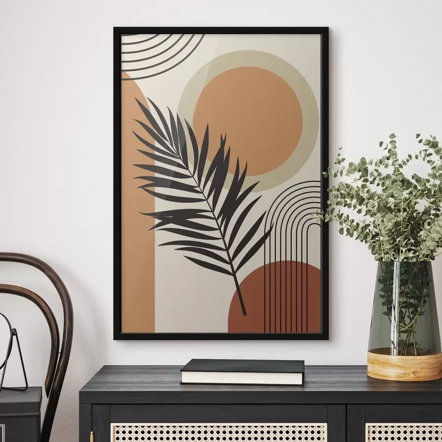 Fototapetes Palmu lapas uz ģeometriska fona f36170