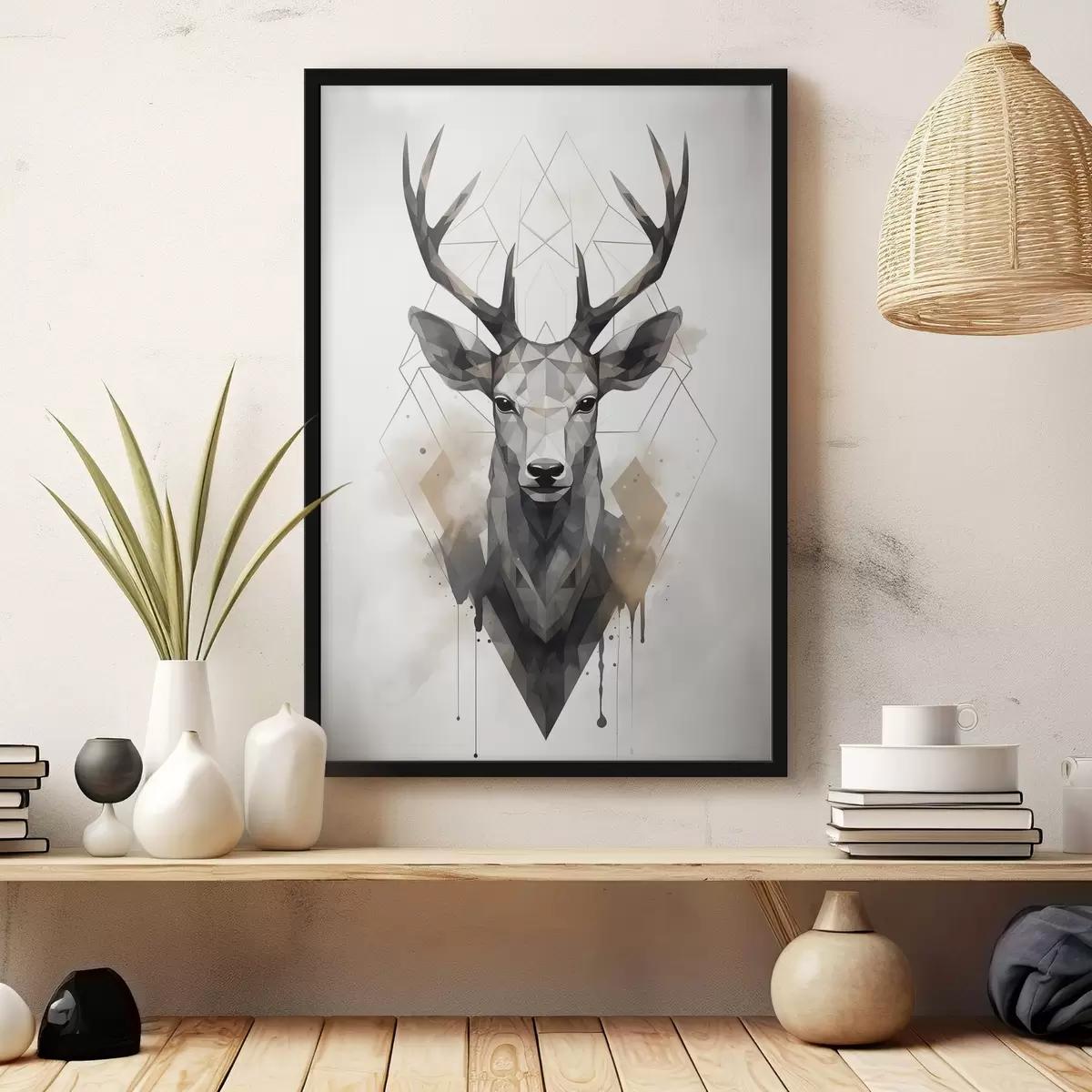 Plakāts Briedis ar ragiem un ģeometrisko rakstu f37256