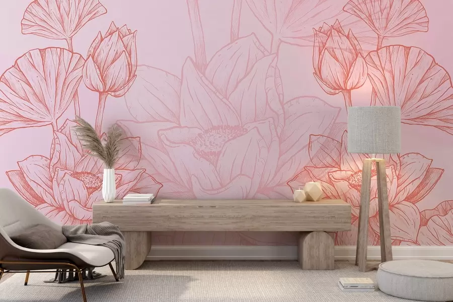 Fototapetes Lieli ziedi rozā toņos w02541