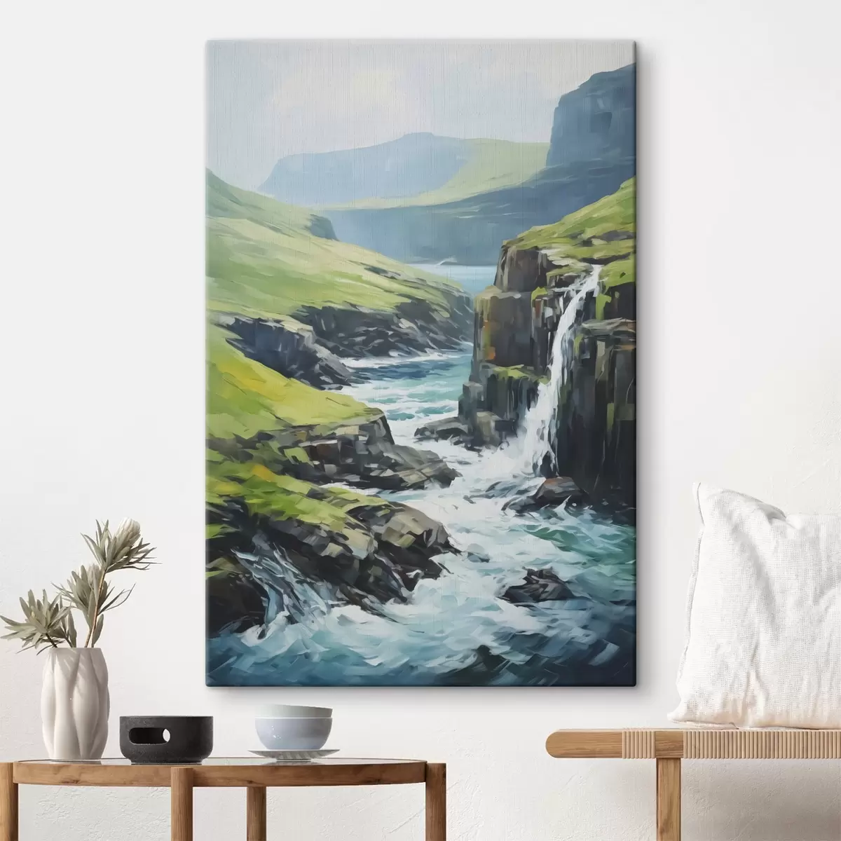 Glezna Upe starp fjordiem glezniecības imitācija s42125